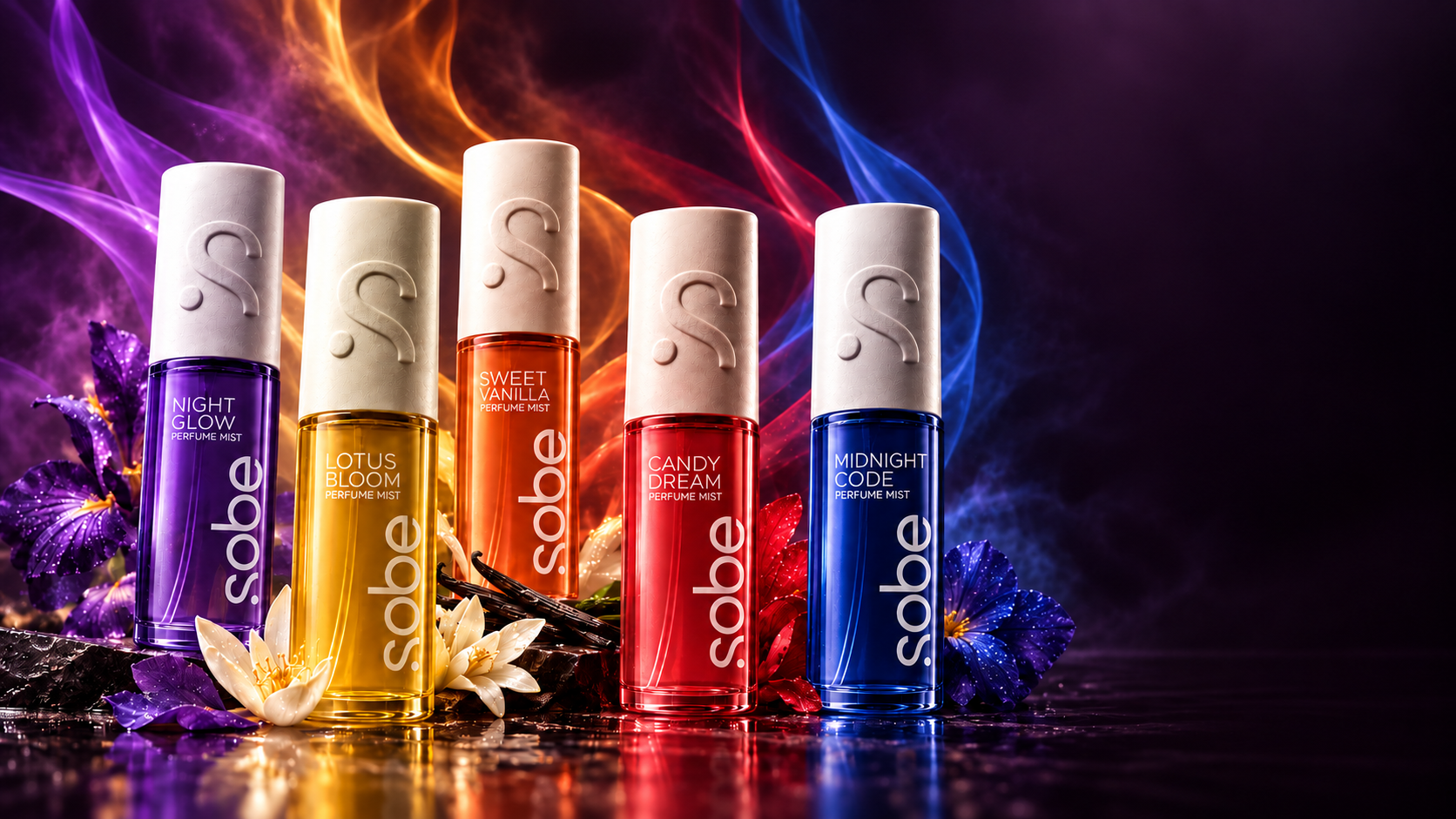 Sobe Night Glow, Lotus Bloom, Sweet Vanilla, Candy Dream and Midnight Code